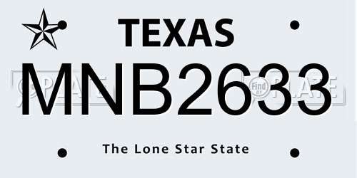 MNB2633 Texas License Plate