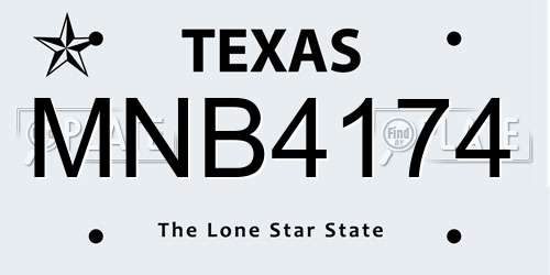 MNB4174 Texas License Plate