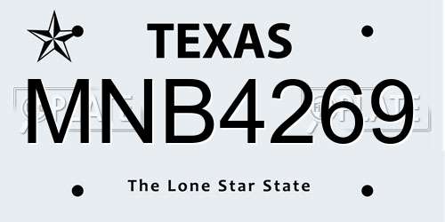 MNB4269 Texas License Plate