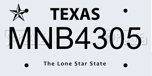 MNB4305 Texas License Plate