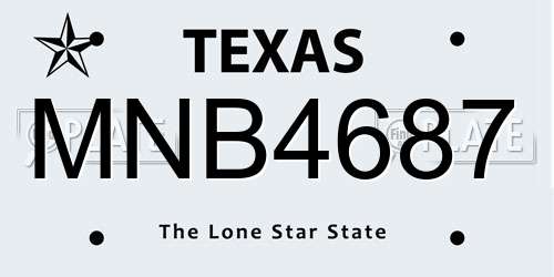 MNB4687 Texas License Plate