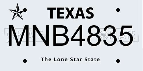MNB4835 Texas License Plate