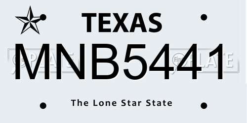 MNB5441 Texas License Plate