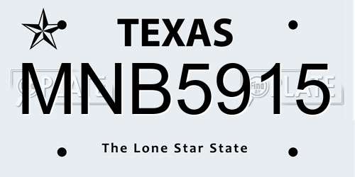 MNB5915 Texas License Plate