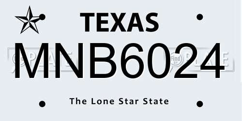 MNB6024 Texas License Plate