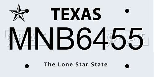 MNB6455 Texas License Plate