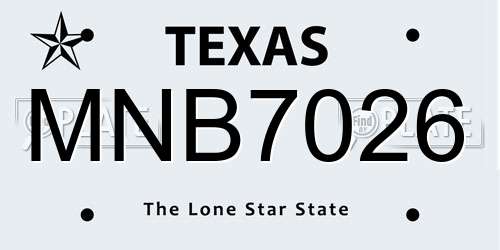 MNB7026 Texas License Plate
