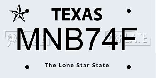 MNB74F Texas License Plate