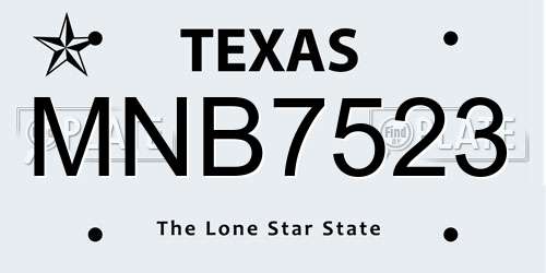 MNB7523 Texas License Plate