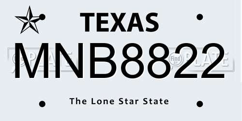 MNB8822 Texas License Plate