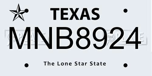 MNB8924 Texas License Plate