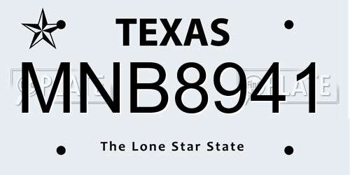 MNB8941 Texas License Plate
