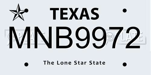 MNB9972 Texas License Plate