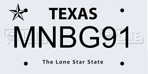 MNBG91 Texas License Plate