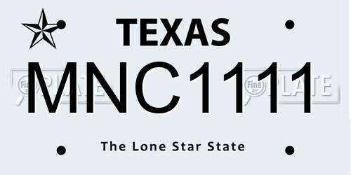 MNC1111 Texas License Plate