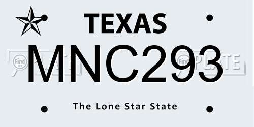 MNC293 Texas License Plate