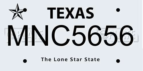 MNC5656 Texas License Plate