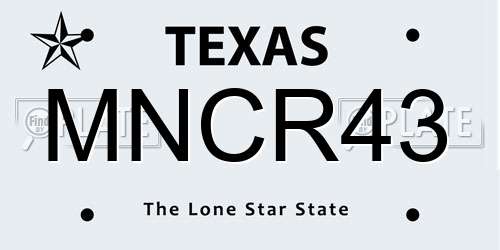MNCR43 Texas License Plate