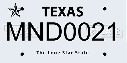 MND0021 Texas License Plate
