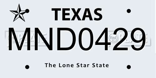 MND0429 Texas License Plate