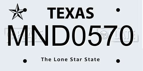 MND0570 Texas License Plate