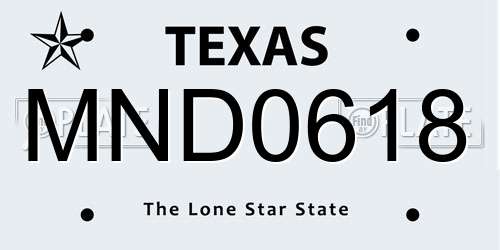 MND0618 Texas License Plate