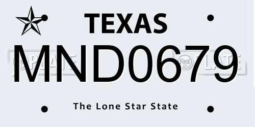 MND0679 Texas License Plate