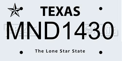 MND1430 Texas License Plate
