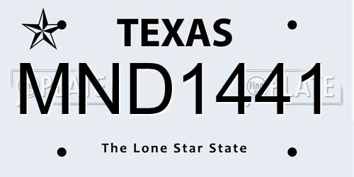 MND1441 Texas License Plate