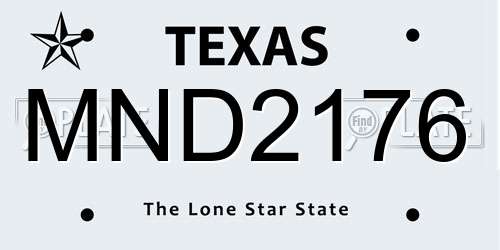 MND2176 Texas License Plate