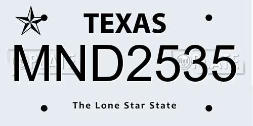 MND2535 Texas License Plate