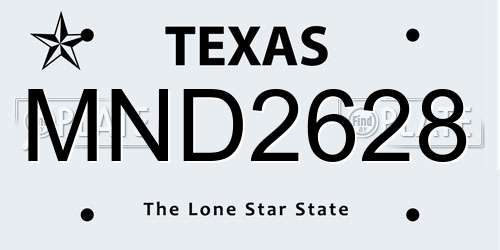MND2628 Texas License Plate