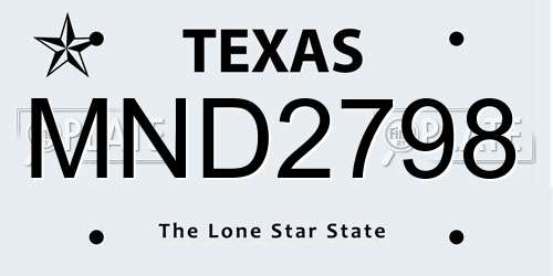 MND2798 Texas License Plate