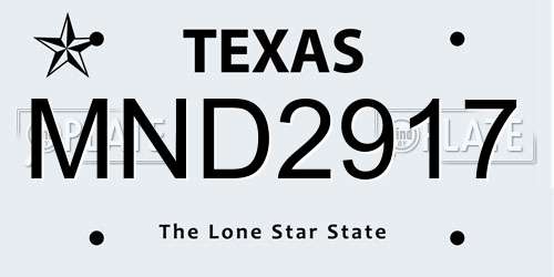 MND2917 Texas License Plate