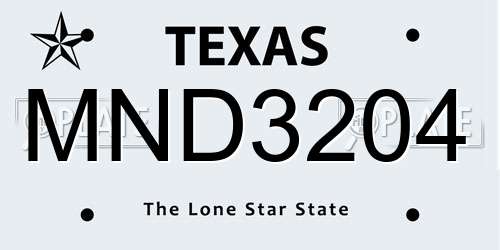 MND3204 Texas License Plate