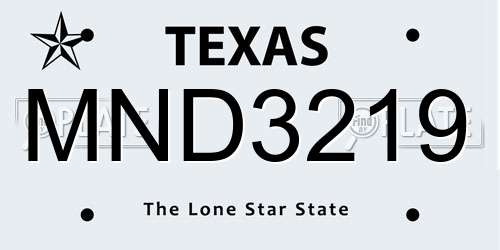MND3219 Texas License Plate