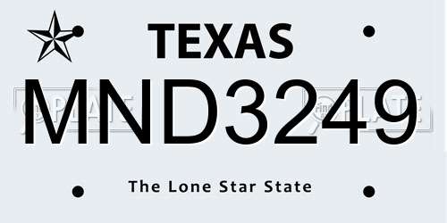 MND3249 Texas License Plate