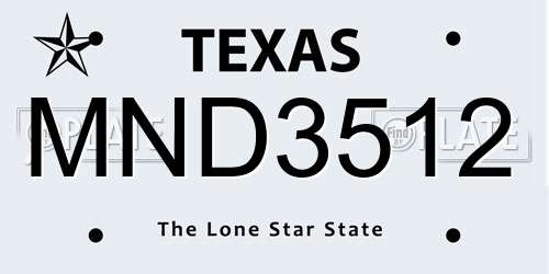 MND3512 Texas License Plate