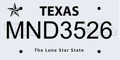 MND3526 Texas License Plate