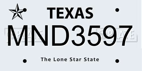 MND3597 Texas License Plate