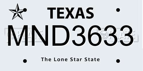 MND3633 Texas License Plate