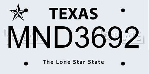 MND3692 Texas License Plate