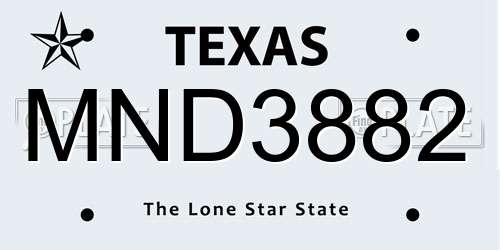 MND3882 Texas License Plate