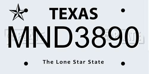 MND3890 Texas License Plate