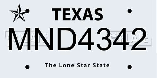 MND4342 Texas License Plate