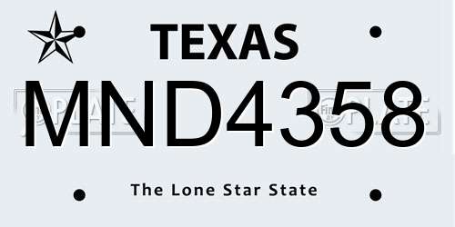 MND4358 Texas License Plate