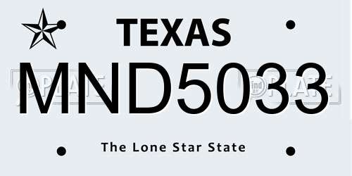 MND5033 Texas License Plate