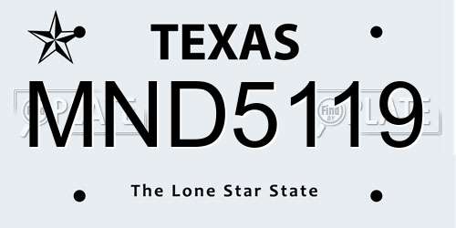 MND5119 Texas License Plate