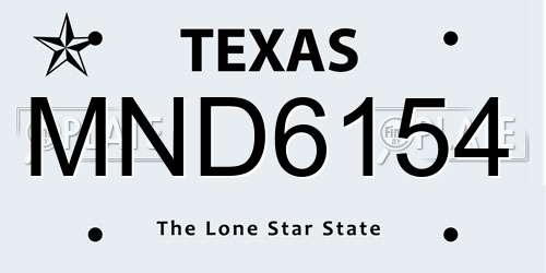 MND6154 Texas License Plate