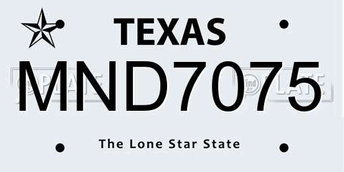 MND7075 Texas License Plate